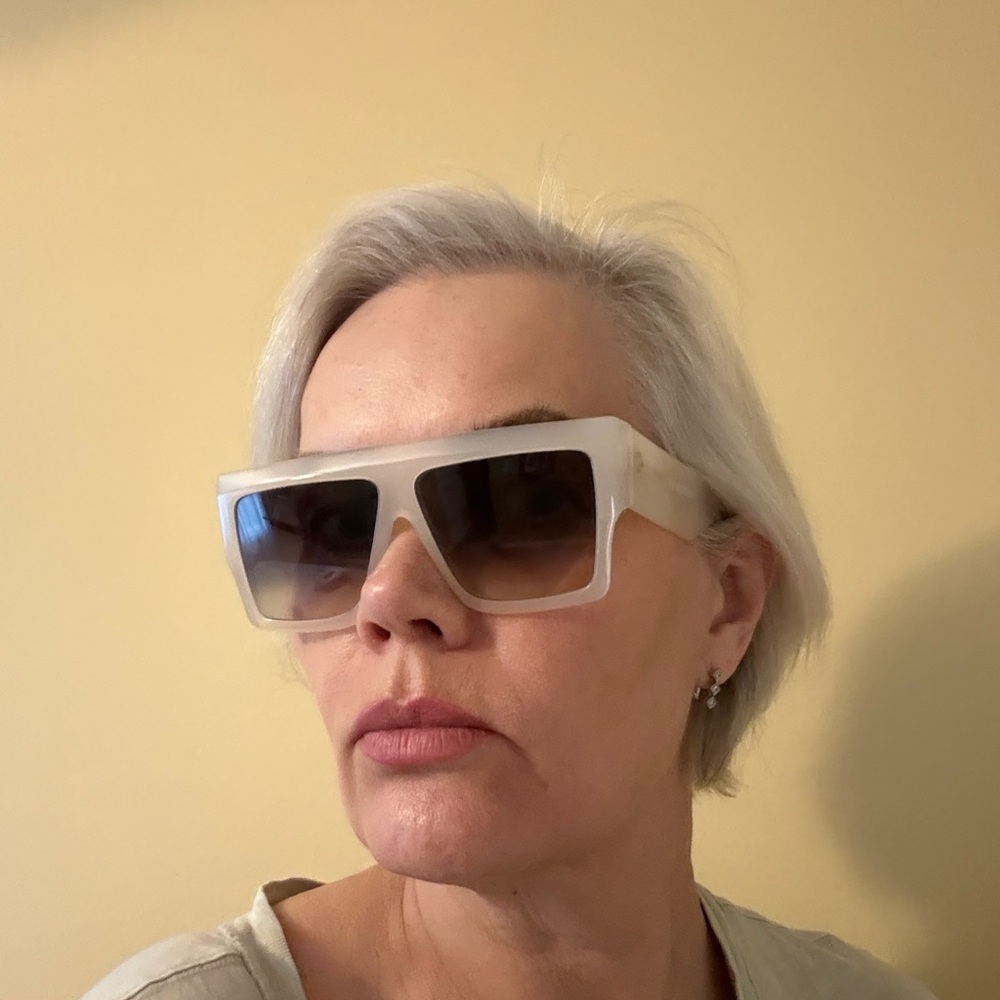 Celine White Translucent Square Sunglasses with Black Case - Picture 3 of 6
